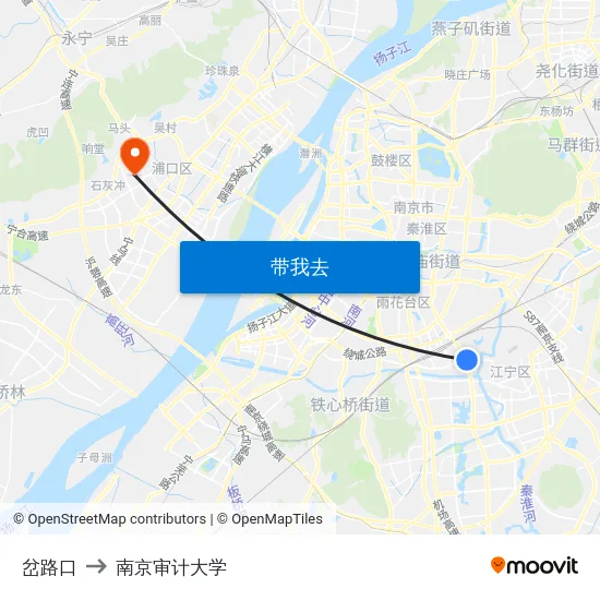 岔路口 to 南京审计大学 map