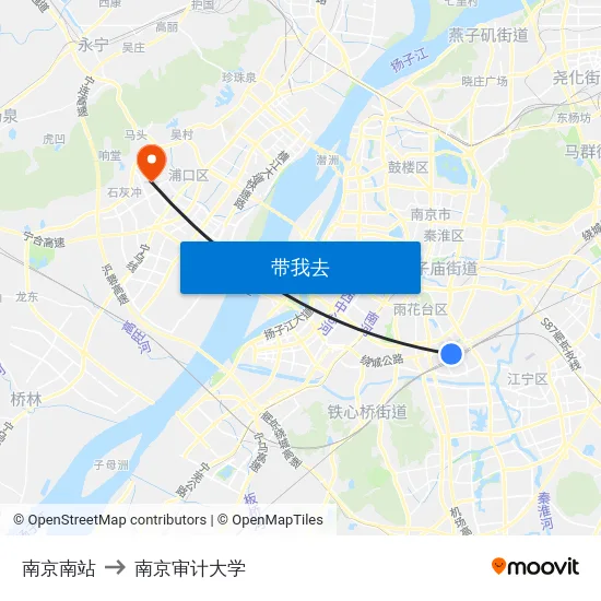 南京南站 to 南京审计大学 map
