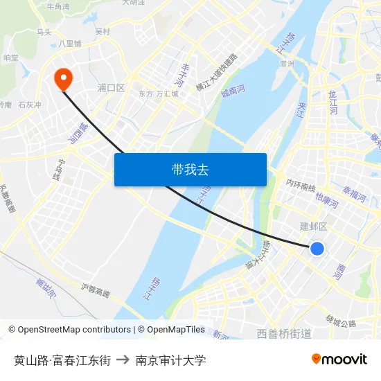 黄山路·富春江东街 to 南京审计大学 map
