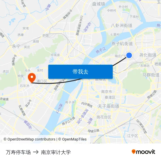 万寿停车场 to 南京审计大学 map
