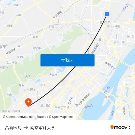 高新医院 to 南京审计大学 map
