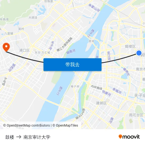 鼓楼 to 南京审计大学 map