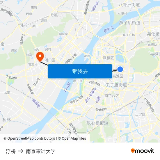 浮桥 to 南京审计大学 map