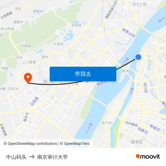 中山码头 to 南京审计大学 map