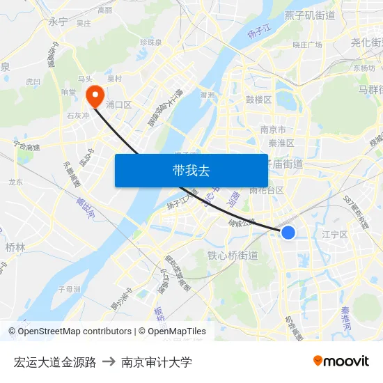 宏运大道金源路 to 南京审计大学 map
