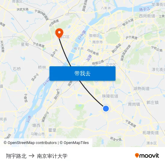 翔宇路北 to 南京审计大学 map