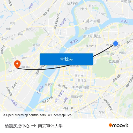 栖霞疾控中心 to 南京审计大学 map