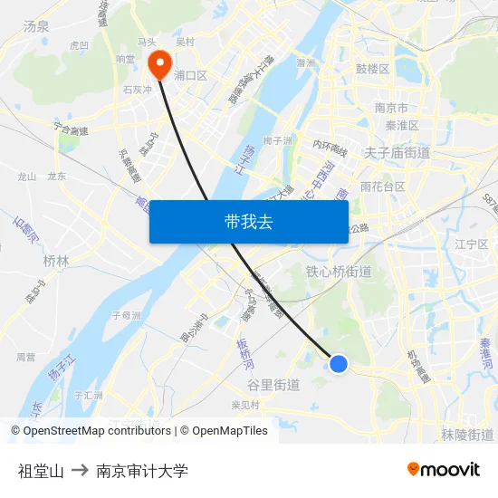 祖堂山 to 南京审计大学 map