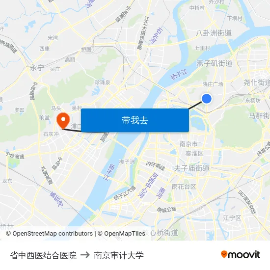 省中西医结合医院 to 南京审计大学 map