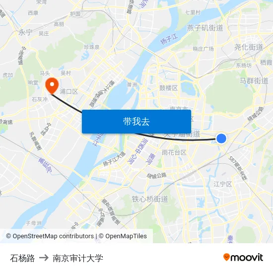 石杨路 to 南京审计大学 map
