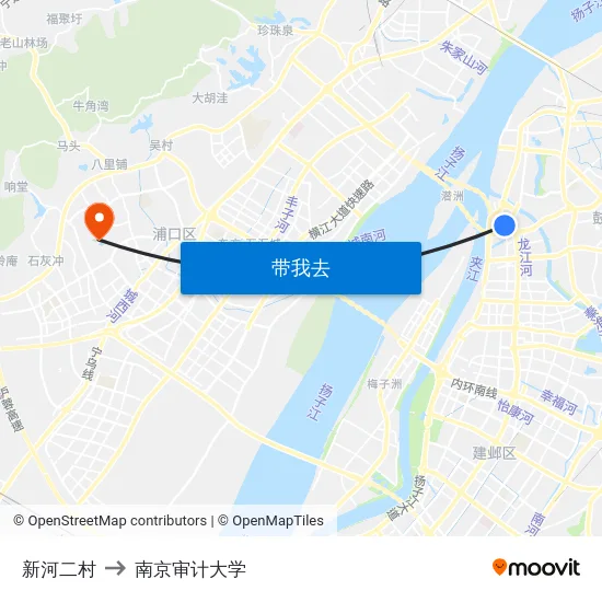 新河二村 to 南京审计大学 map