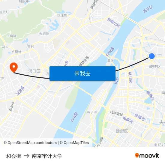 和会街 to 南京审计大学 map