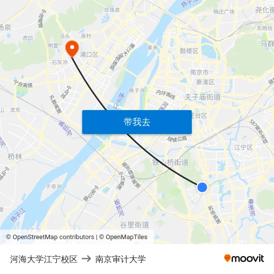 河海大学江宁校区 to 南京审计大学 map