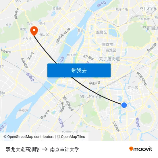 双龙大道高湖路 to 南京审计大学 map