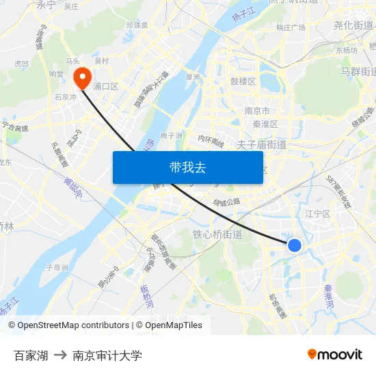 百家湖 to 南京审计大学 map