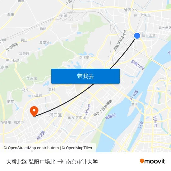 大桥北路·弘阳广场北 to 南京审计大学 map