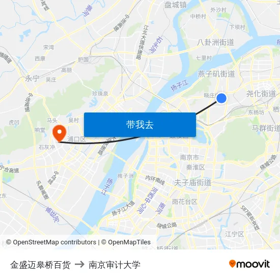 金盛迈皋桥百货 to 南京审计大学 map