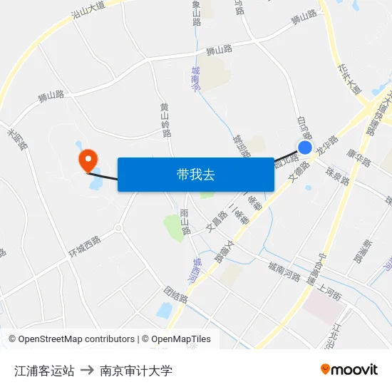 江浦客运站 to 南京审计大学 map