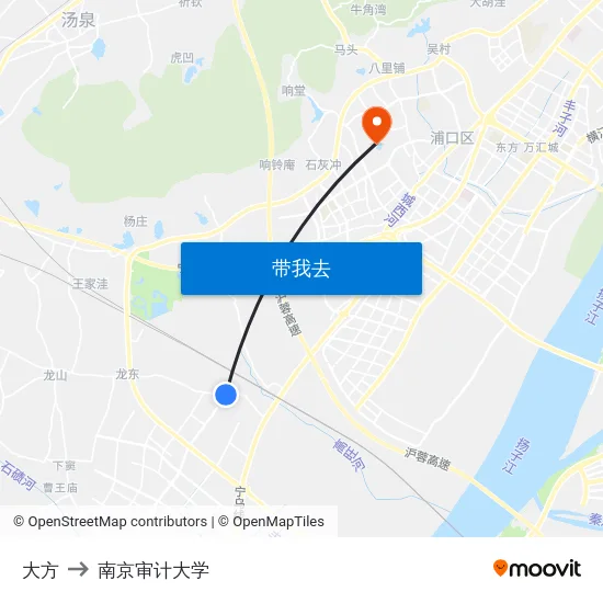 大方 to 南京审计大学 map
