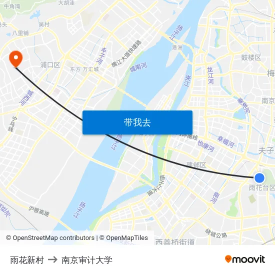 雨花新村 to 南京审计大学 map