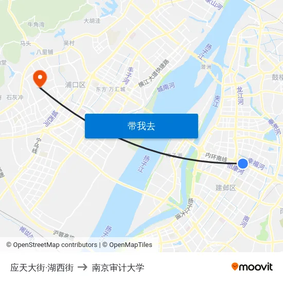 应天大街·湖西街 to 南京审计大学 map