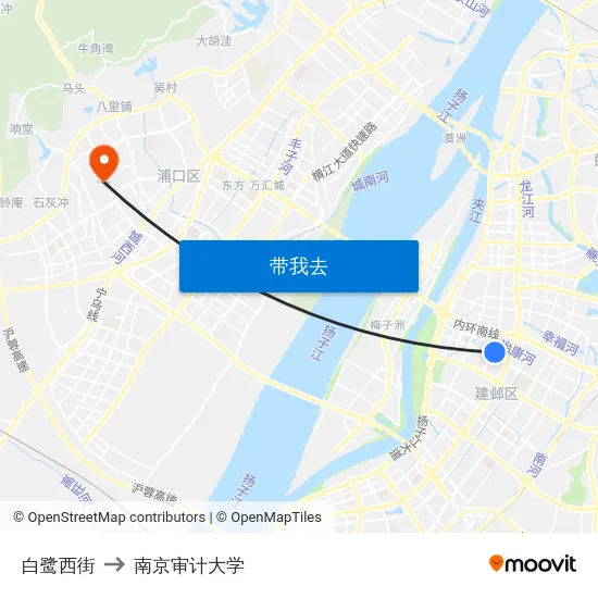 白鹭西街 to 南京审计大学 map