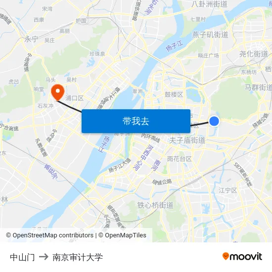 中山门 to 南京审计大学 map
