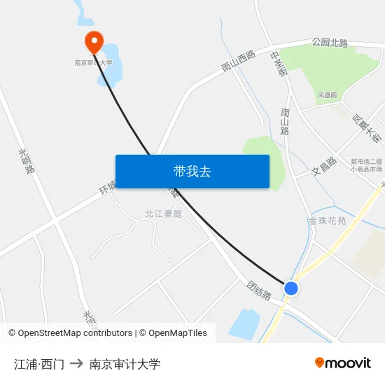 江浦·西门 to 南京审计大学 map