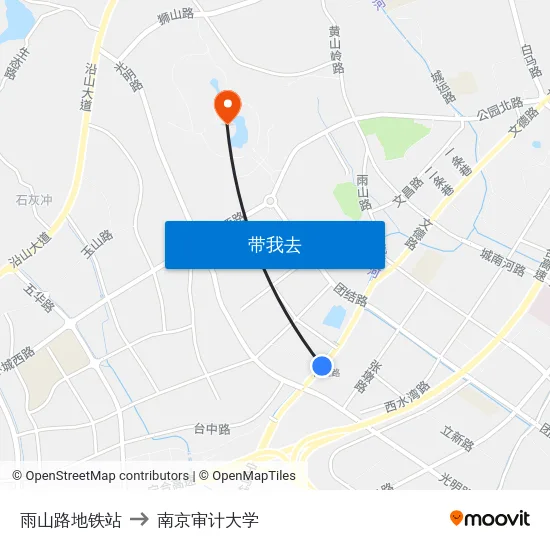 雨山路地铁站 to 南京审计大学 map