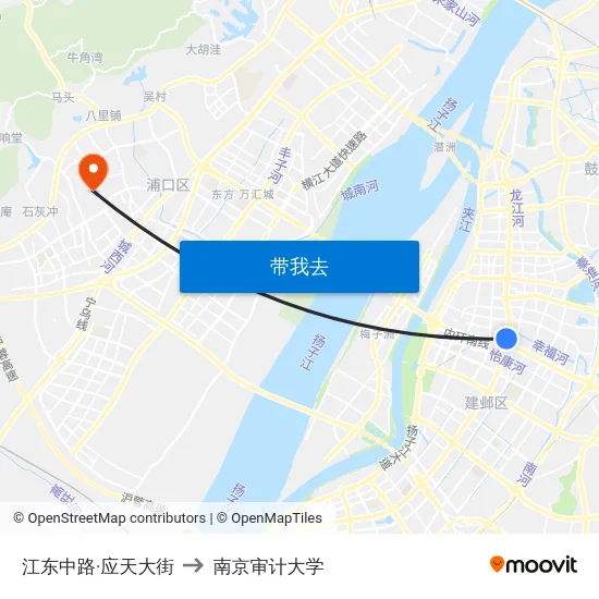 江东中路·应天大街 to 南京审计大学 map