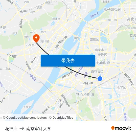 花神庙 to 南京审计大学 map