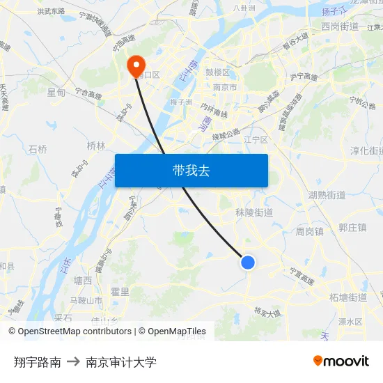翔宇路南 to 南京审计大学 map