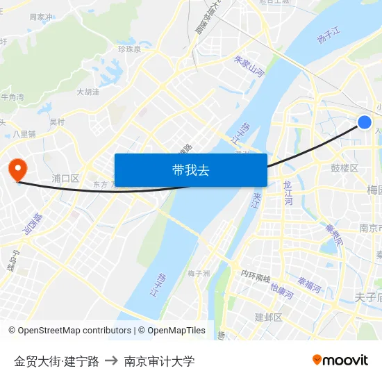 金贸大街·建宁路 to 南京审计大学 map