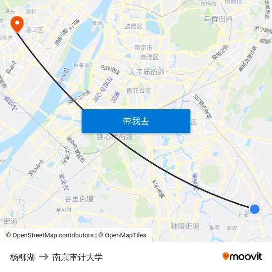 杨柳湖 to 南京审计大学 map