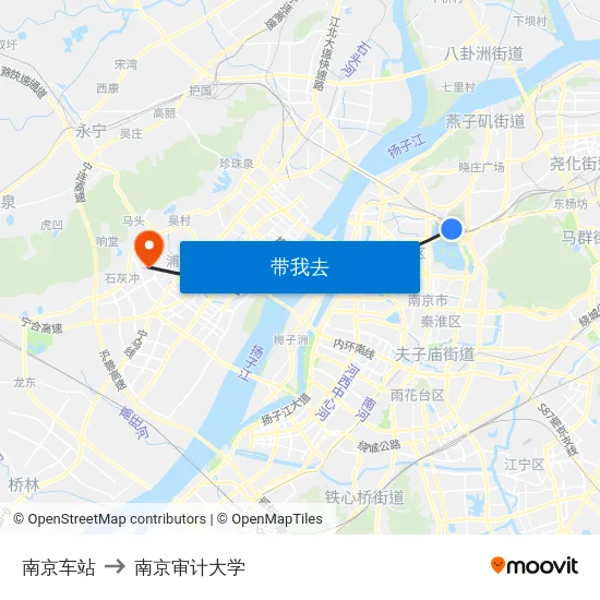 南京车站 to 南京审计大学 map