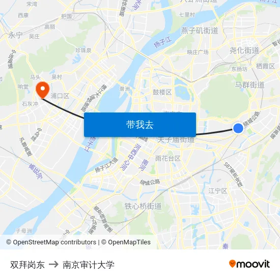 双拜岗东 to 南京审计大学 map