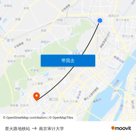 星火路地铁站 to 南京审计大学 map