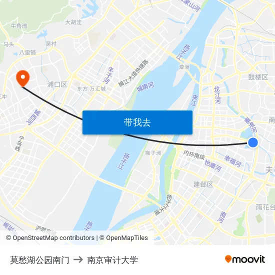 莫愁湖公园南门 to 南京审计大学 map