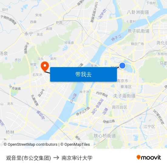 观音里(市公交集团) to 南京审计大学 map