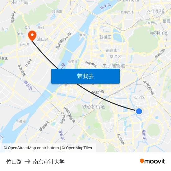 竹山路 to 南京审计大学 map