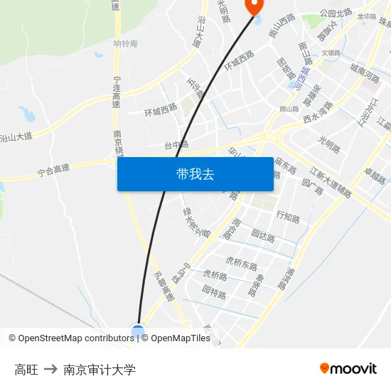 高旺 to 南京审计大学 map