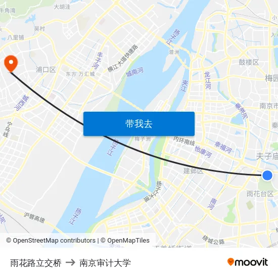 雨花路立交桥 to 南京审计大学 map