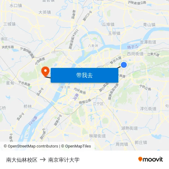 南大仙林校区 to 南京审计大学 map