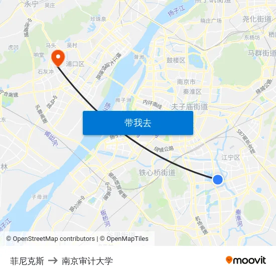 菲尼克斯 to 南京审计大学 map