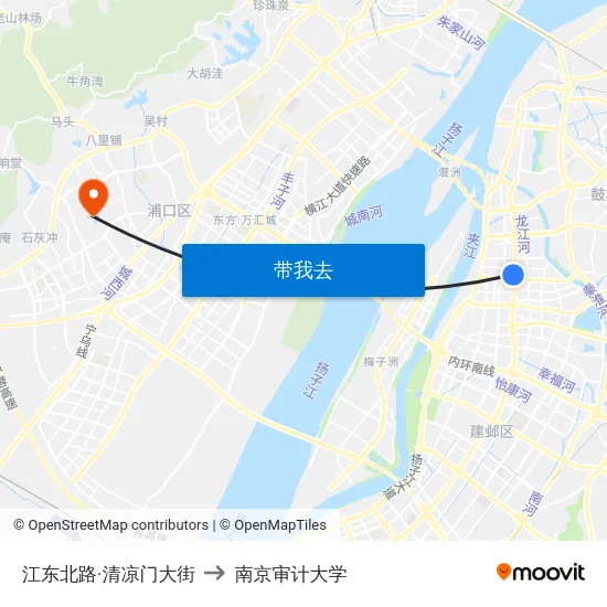 江东北路·清凉门大街 to 南京审计大学 map