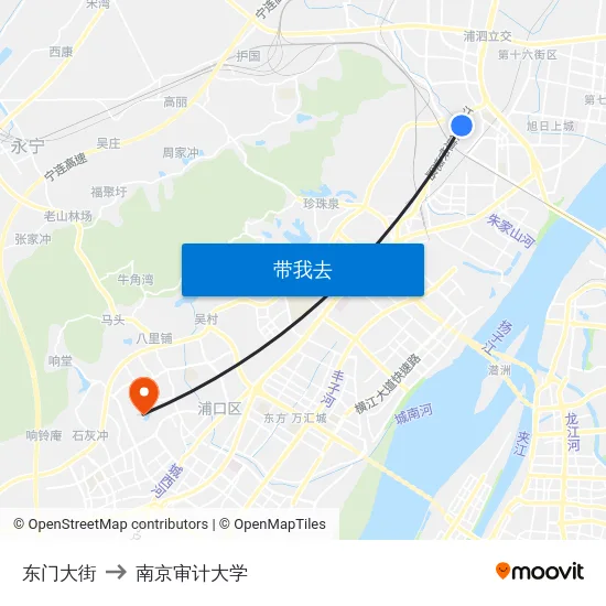 东门大街 to 南京审计大学 map