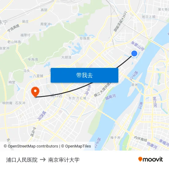 浦口人民医院 to 南京审计大学 map