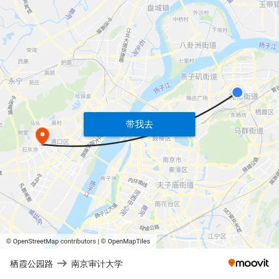 栖霞公园路 to 南京审计大学 map