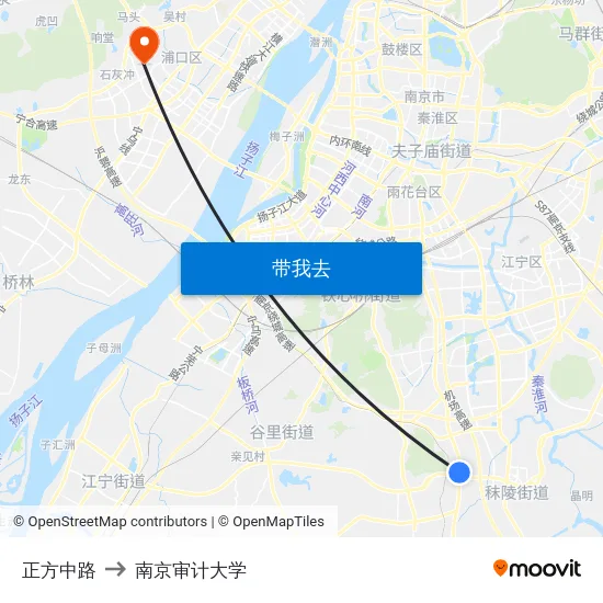 正方中路 to 南京审计大学 map