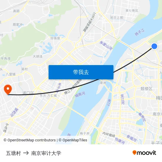 五塘村 to 南京审计大学 map